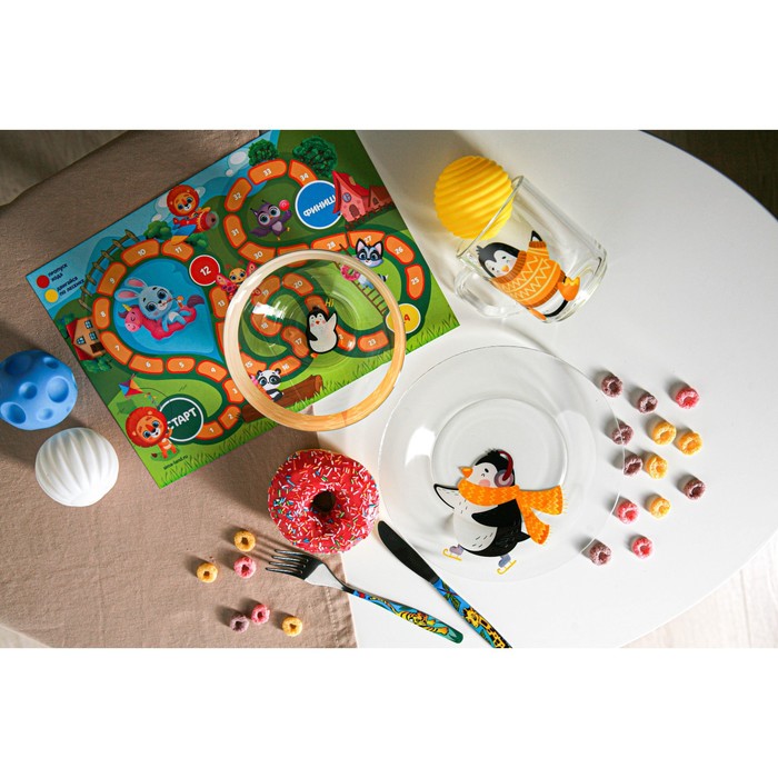 Набор детской посуды Доляна «Пингвинёнок», 3 предмета: миска 450 мл, тарелка d=20 см, кружка 200 мл - фото 1907336217