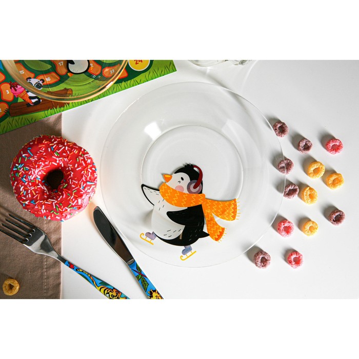 Набор детской посуды Доляна «Пингвинёнок», 3 предмета: миска 450 мл, тарелка d=20 см, кружка 200 мл - фото 1888210138