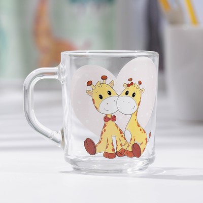 Кружка Доляна «Жирафы», 250 мл, стекло, прозрачная