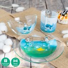 Набор детской посуды Доляна «Ловись большая и малая», 3 предмета: миска 450 мл, тарелка d=20 см, кружка 200 мл, стекло, прозрачный, голубой - Фото 1