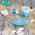 Набор детской посуды Доляна «Ловись большая и малая», 3 предмета: миска 450 мл, тарелка d=20 см, кружка 200 мл, стекло, прозрачный, голубой - Фото 6