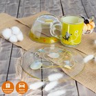 Набор детской посуды Доляна «Лесные забавы», 3 предмета: миска 450 мл, тарелка d=20 см, кружка 200 мл, стекло, прозрачный, жёлтый - Фото 6