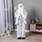 Дед Мороз "В белой шубе ромбик блеск, с фонариком и подарками" 45х150 см - фото 12414836