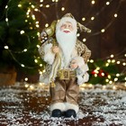 Дед Мороз "В золотой шубе, с ремешком, и подарками" 30х16 см - фото 9468791