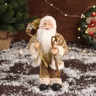 Дед Мороз "В золотой шубе, с ремешком, и подарками" 30х16 см - фото 24735710