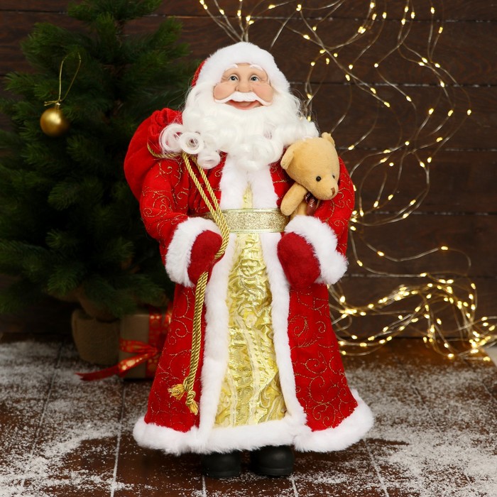 Дед Мороз &quot;В красной подпоясанной шубе, с подарками&quot; 45х23 см