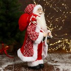 Дед Мороз "В колпачке и шубе ромбик, с фонариком и подарками" 45х23 см - Фото 4