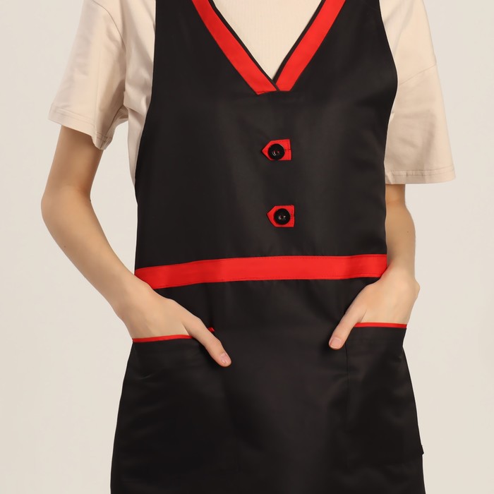 Фартук для мастера, цвет чёрный/красный 25081