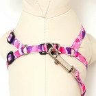 Комплект «Камуфляж», капрон, ширина 1 см, шлейка 21-35 см, поводок 120 см, капрон, розово-фиолетовый - Фото 4