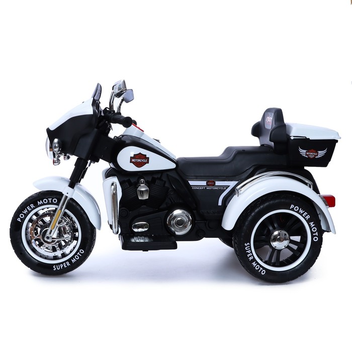 Электромотоцикл «Трайк», 2-х местный, 2 мотора, цвет чёрно-белый - фото 1907336427