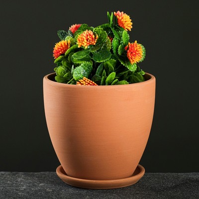 Горшок для цветов, «Терра», 800 мл, d=11.5 см, h=10.5 см, керамический, с поддоном, коричневый