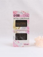 Иглы швейные Арт Узор, с золотым ушком, самовдеваемые, d=0.78 мм, 3.5-4.2 см, набор 12 шт. - Фото 2