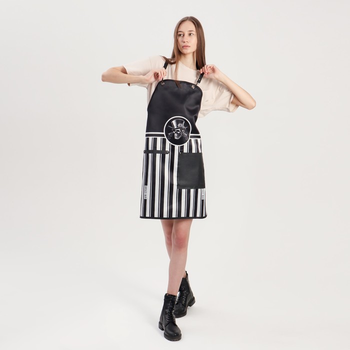 Фартук для мастера, цвет чёрный/белый 25092