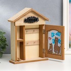 Ключница дерево 4 крючка и полочка "Барашки" 26х21х6 см - фото 43717199