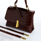 Сумка-мессенджер на клапане, длинный ремень, цвет коричневый - фото 24116169