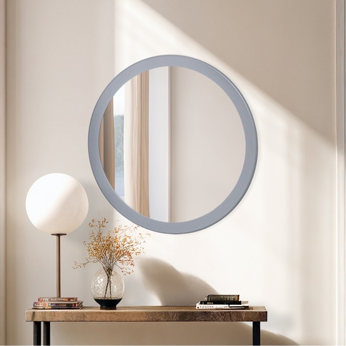 Зеркало настенное, круглое, серое, d=57,5 см, зп=51 см - Фото 1