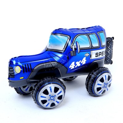 Шар фольгированный 26" «Джип с колёсами», цвет синий, под воздух