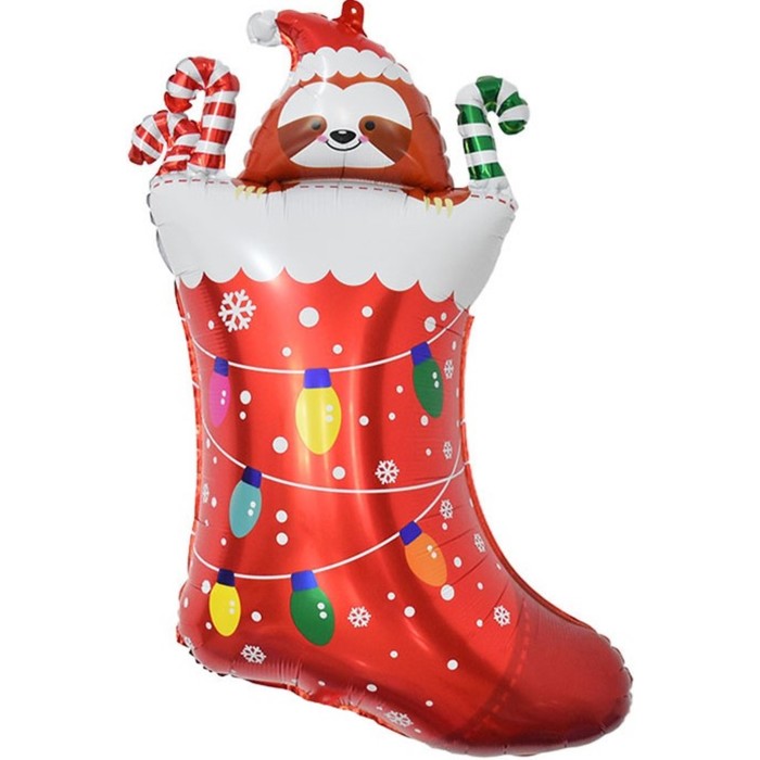 Шар фольгированный 37'' «Новогодний носок с подарками», фигура, цвет красный, 1 шт. - Фото 1