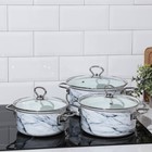 Набор кастрюль эмалированных «Белый мрамор-1-Элит», 3 шт.: 1.9 л, 2.5 л, 3.7 л, индукция, белый - Фото 4