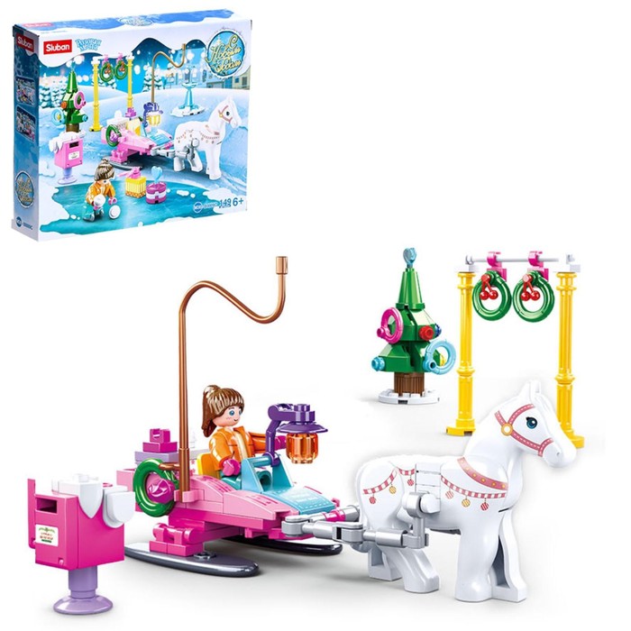 Конструктор «Розовая мечта. Сани с лошадкой», 149 деталей - Фото 1