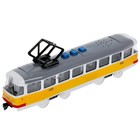 Модель «Трамвай», 21,5 см, 3 кнопки, свет-звук, инерция, цвет жёлтый - фото 3980877
