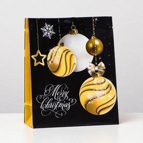 Пакет ламинированный "Золотые шары", 26 x 32 x 12 см