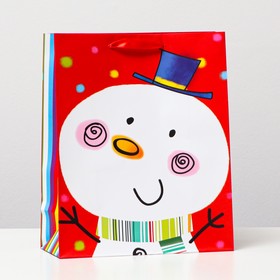 Пакет ламинированный "Снеговик в шляпке", 26 x 32 x 12 см