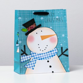 Пакет ламинированный "Снеговичок", 26 x 32 x 12 см