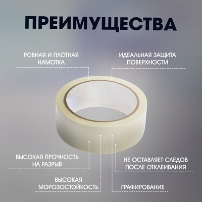 Лента малярная ТУНДРА, клейкая, термостойкая (160°С), 48 мм × 50 м