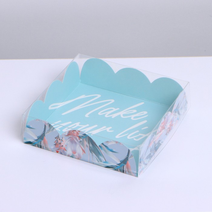 Коробка кондитерская с PVC-крышкой, упаковка, «Make your life sweet», 10,5 х 10,5 х 3 см