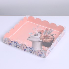 Коробка для печенья, кондитерская упаковка с PVC крышкой, «Живи мечтой», 13 х 13 х 3 см