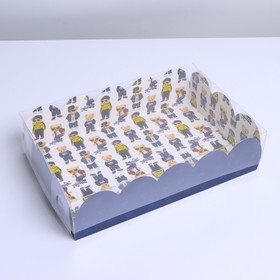 Коробка кондитерская с PVC-крышкой, упаковка, «Мишки», 20 х 30 х 8 см