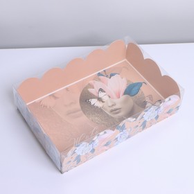 Коробка для печенья, кондитерская упаковка с PVC крышкой, «Живи мечтой», 20 х 30 х 8 см