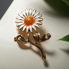 Брошь «Цветок» ромашка, цвет белый в золоте - фото 21418097