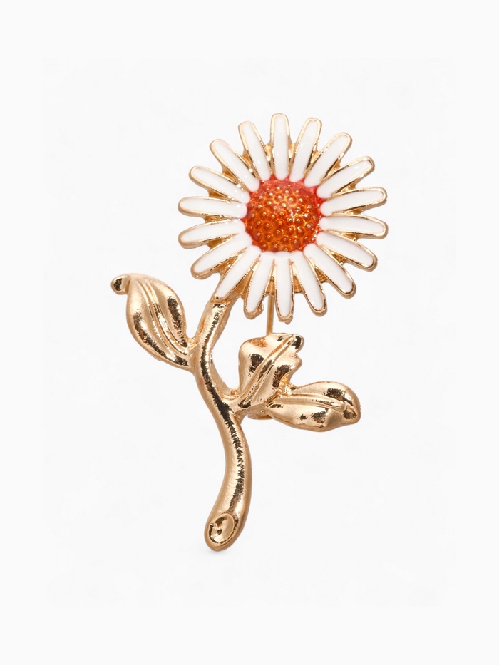 Брошь «Цветок» ромашка, цвет белый в золоте - Фото 1
