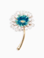 Брошь «Цветок» пушистый, цвет бело-синий в золоте - Фото 1