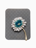 Брошь «Цветок» пушистый, цвет бело-синий в золоте - Фото 4