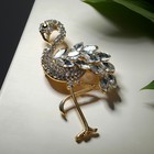 Брошь «Фламинго» сказочный, цвет белый в золоте - Фото 1