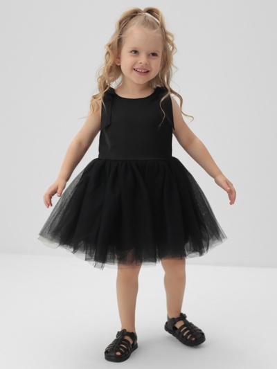 Платье нарядное для девочки MINAKU: PartyDress, однотонное, чёрное, рост 110-116 см
