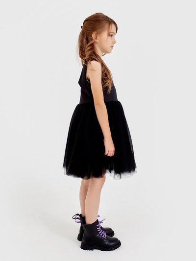 Платье нарядное для девочки MINAKU: PartyDress, однотонное, чёрное, рост 110-116 см