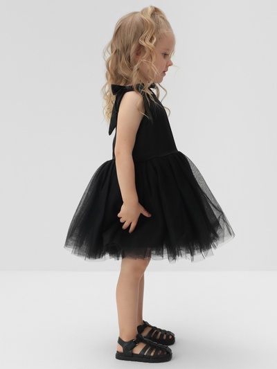 Платье нарядное для девочки MINAKU: PartyDress, однотонное, чёрное, рост 110-116 см
