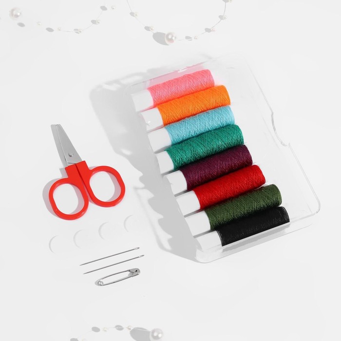 Набор для шитья, в пластиковой коробке, цвет разноцветный - Фото 1