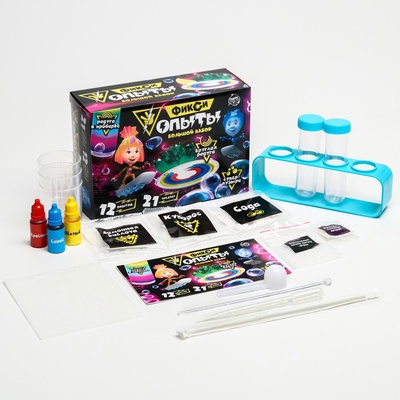 Набор для опытов Фиксики «Фиксиопыты Большой набор», 12 опытов, Симка и Нолик