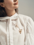 Брошь «Кошка» грация, цвет матовый белый в золоте - Фото 4