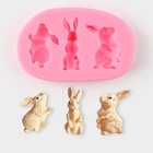 Силиконовый молд Доляна «Кролик», 8×5×1 см, цвет МИКС - фото 1034836