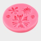 Молд для заливки «Цветочное ассорти», силикон, 5 ячеек, 10.5×1 см, розовый - Фото 2