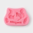 Молд Доляна «Белочка и орешки», силикон, 10×7×1,5 см, цвет розовый - фото 295398209