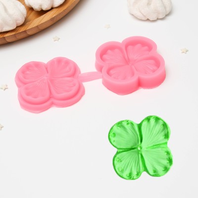 Молд «Клевер», силикон, 14×6×1 см, цвет МИКС