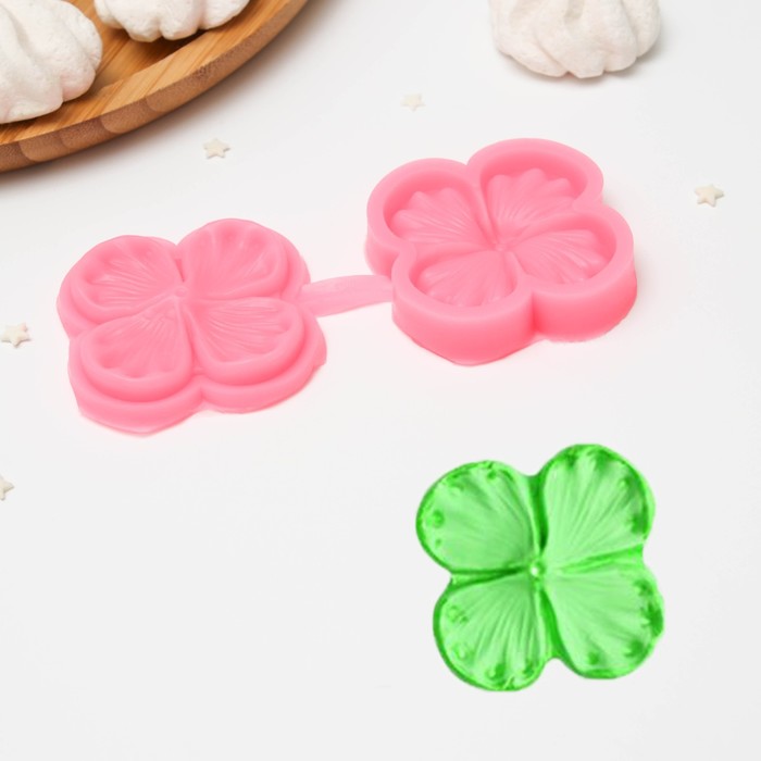 Молд «Клевер», силикон, 14×6×1 см, цвет МИКС - Фото 1
