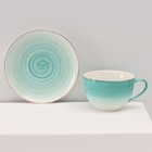 Сервиз чайный Доляна «Млечный путь», 15 предметов: 6 чашек 220 мл, 6 блюдец d=13.5 см, молочник 300 мл, сахарница 350 мл, чайник 1 л, фарфор, бирюзовый - Фото 13